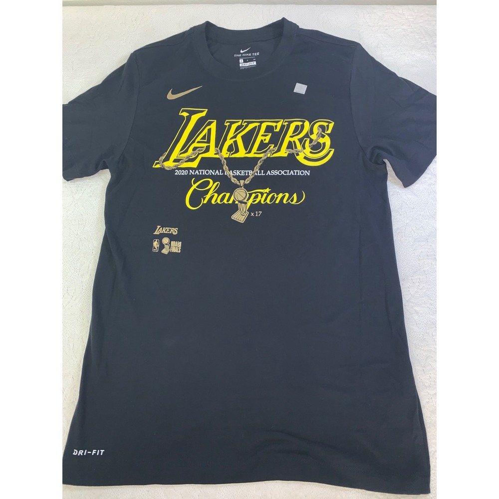 Nike Los Angeles Lakers 2020 NBA Champions Dri-FIT T-Shirt Mens Small Black